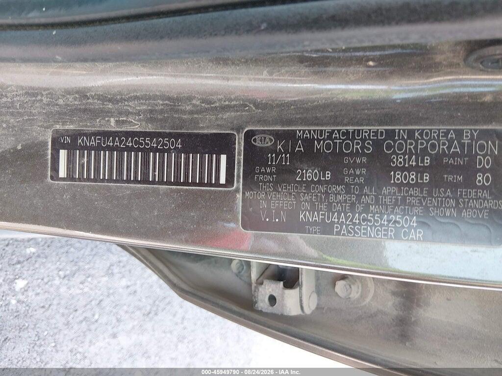 KNAFU4A24C5542504 2012 KIA FORTE photo no. 9