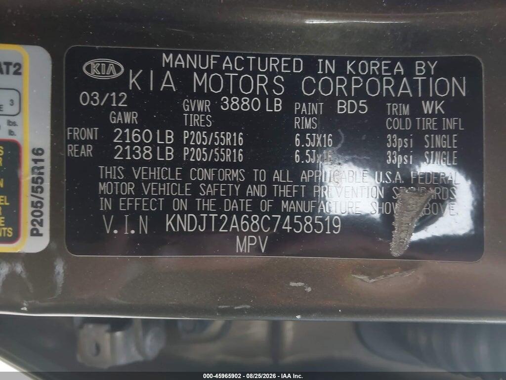 KNDJT2A68C7458519 2012 KIA SOUL photo no. 9