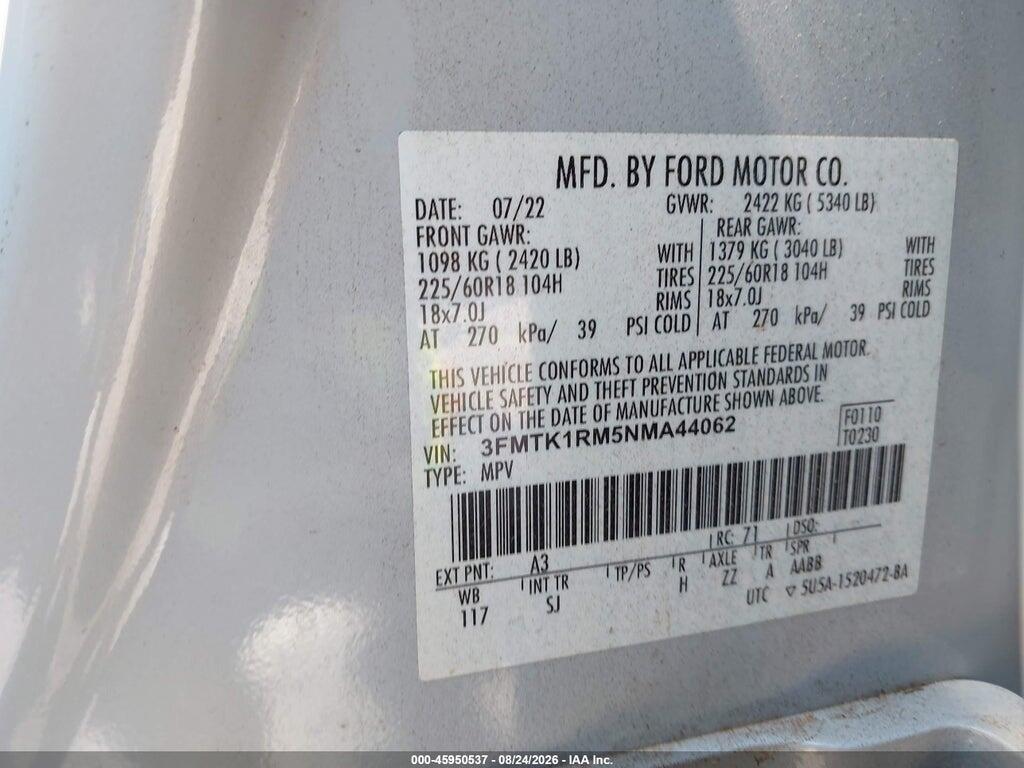 3FMTK1RM5NMA44062 2022 FORD MUSTANG MACH-E photo no. 9