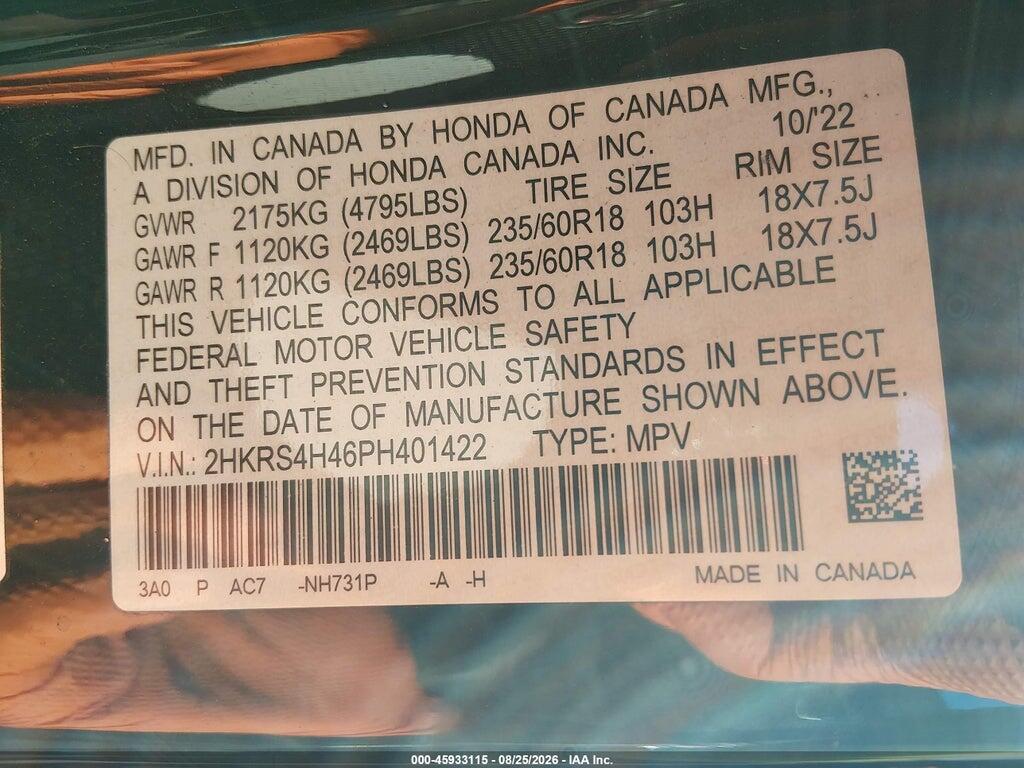 2HKRS4H46PH401422 2023 HONDA CR-V photo no. 9