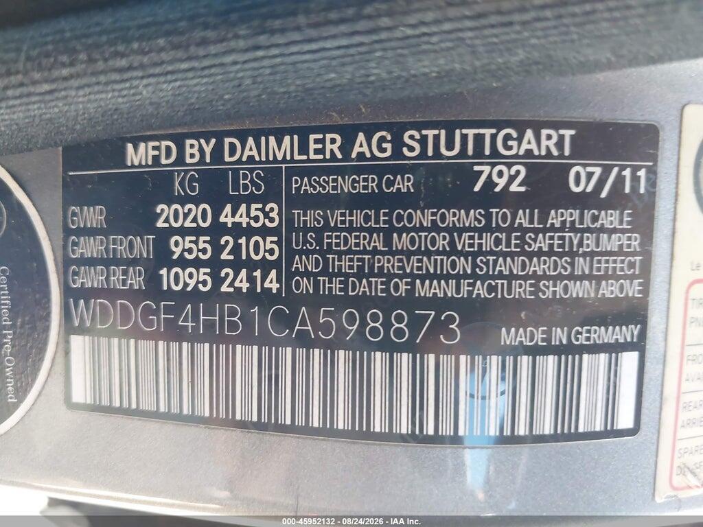 WDDGF4HB1CA598873 2012 MERCEDES-BENZ C 250 photo no. 9