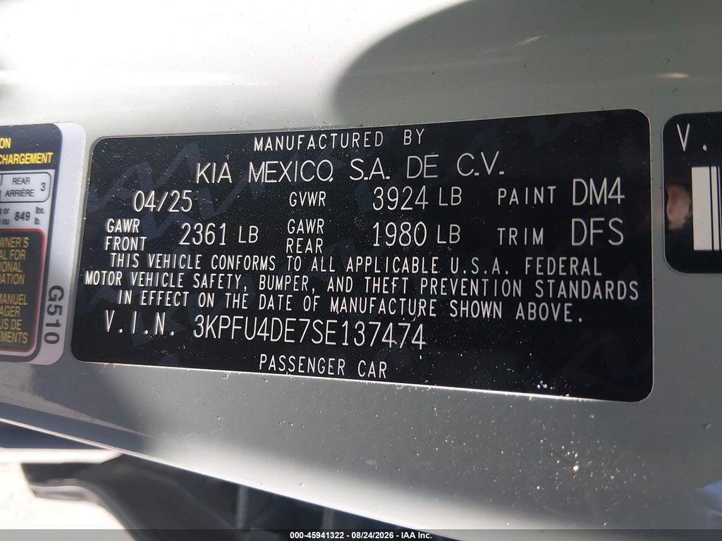 3KPFU4DE7SE137474 2025 KIA K4 photo no. 9