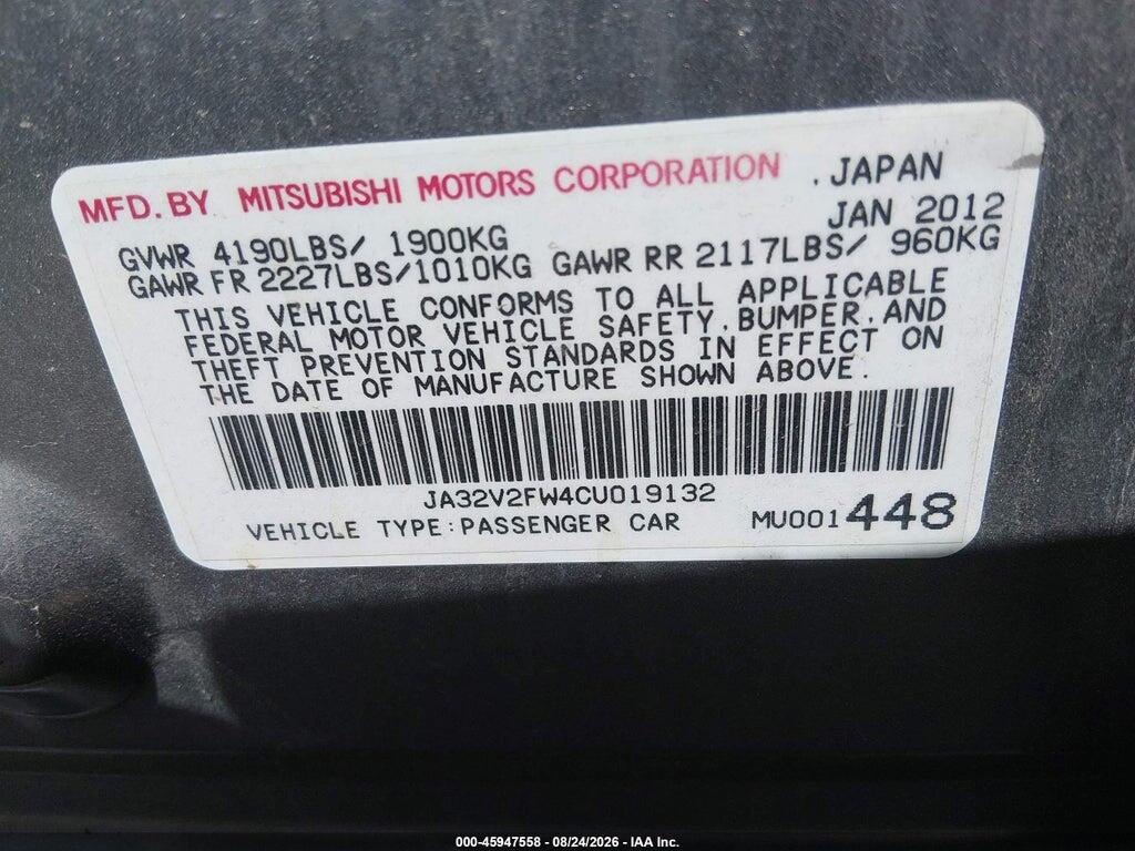 JA32V2FW4CU019132 2012 MITSUBISHI LANCER photo no. 9