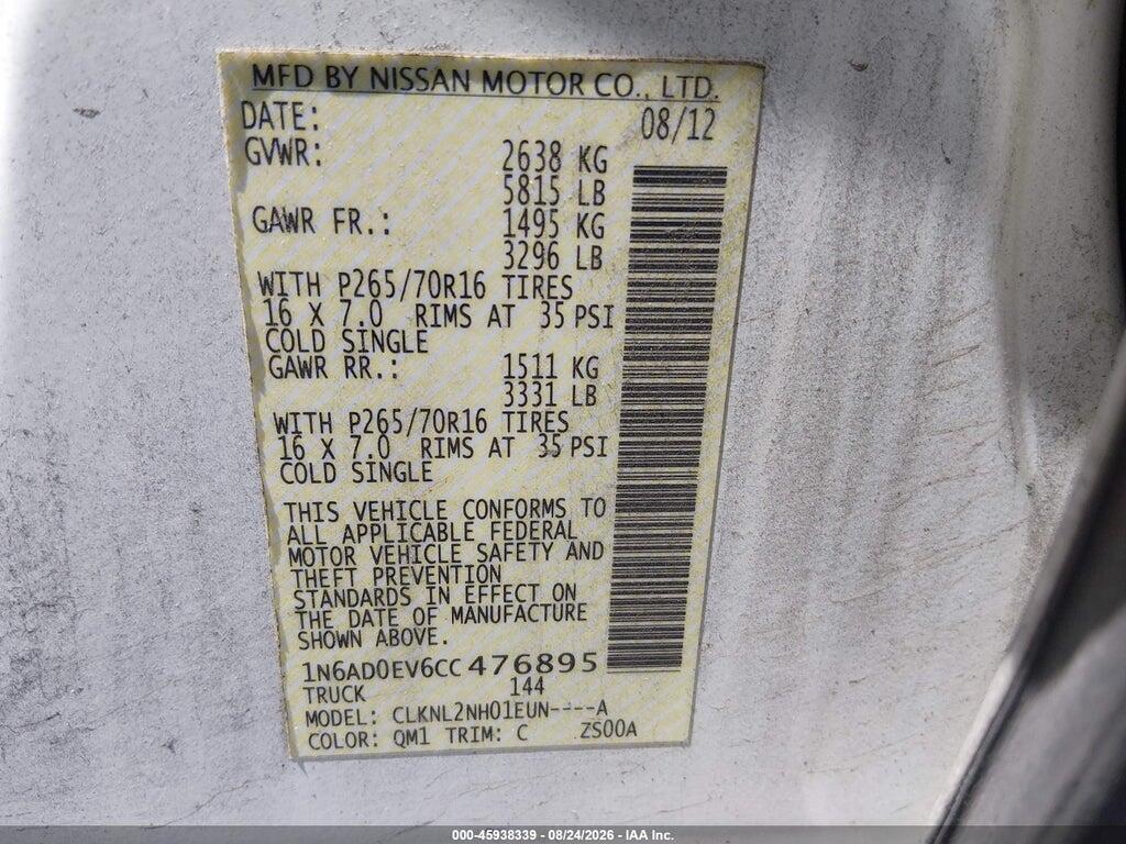 1N6AD0EV6CC476895 2012 NISSAN FRONTIER photo no. 9