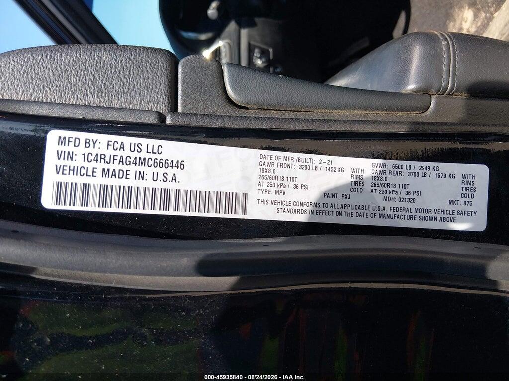 1C4RJFAG4MC666446 2021 JEEP GRAND CHEROKEE photo no. 9
