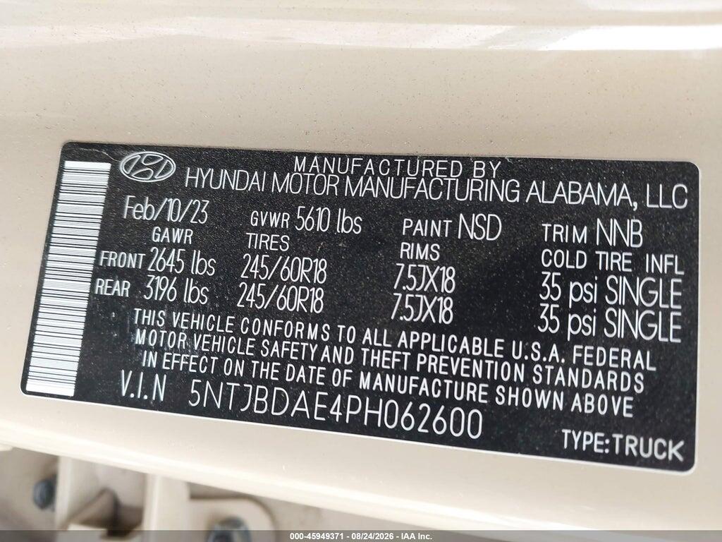5NTJBDAE4PH062600 2023 HYUNDAI SANTA CRUZ photo no. 9