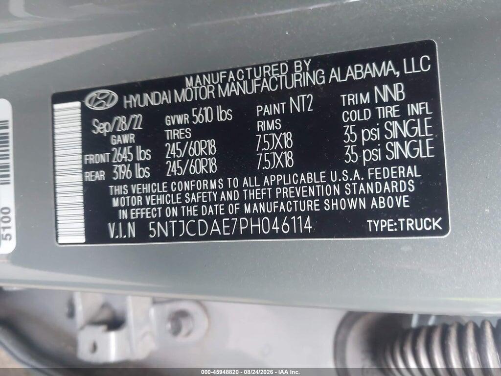 5NTJCDAE7PH046114 2023 HYUNDAI SANTA CRUZ photo no. 9