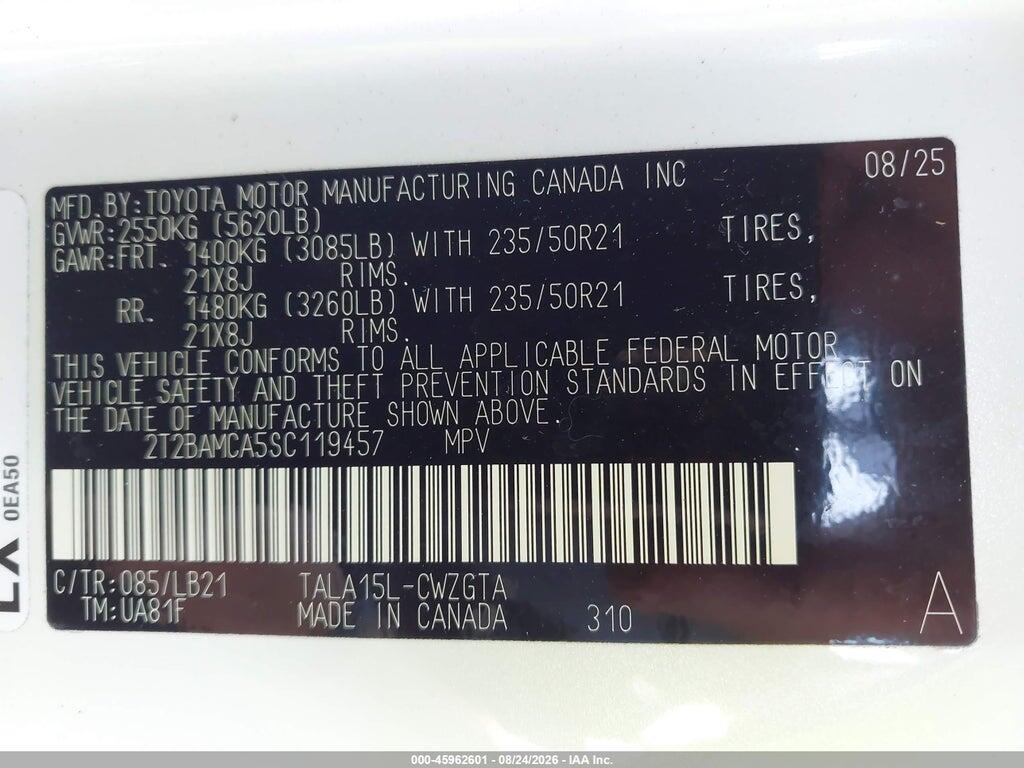 2T2BAMCA5SC119457 2025 LEXUS RX 350 photo no. 9