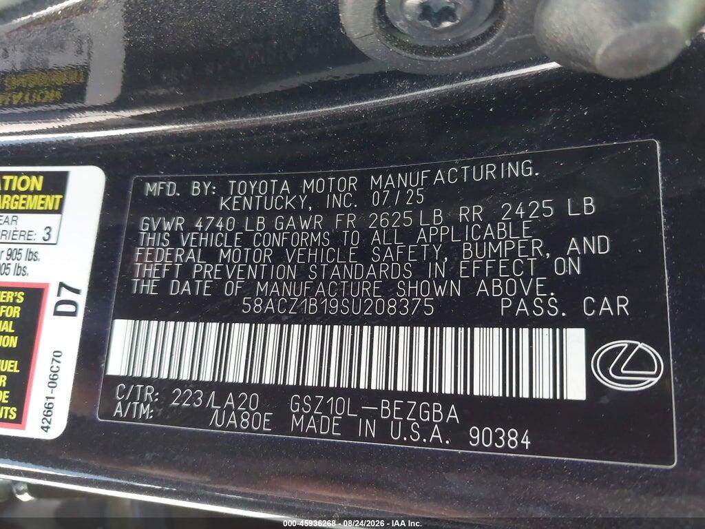 58ACZ1B19SU208375 2025 LEXUS ES 350 photo no. 9