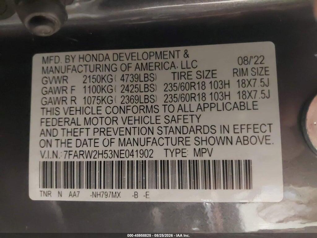 7FARW2H53NE041902 2022 HONDA CR-V photo no. 9