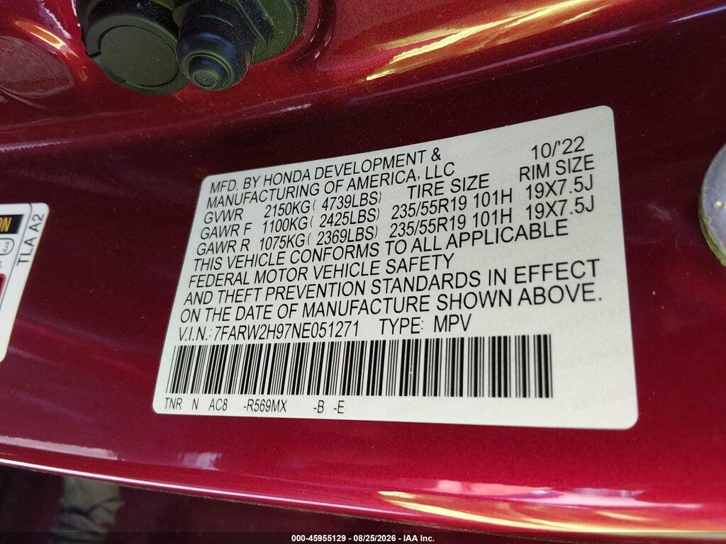 7FARW2H97NE051271 2022 HONDA CR-V photo no. 9
