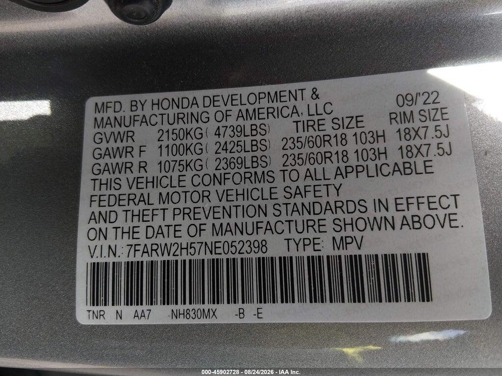 7FARW2H57NE052398 2022 HONDA CR-V photo no. 9