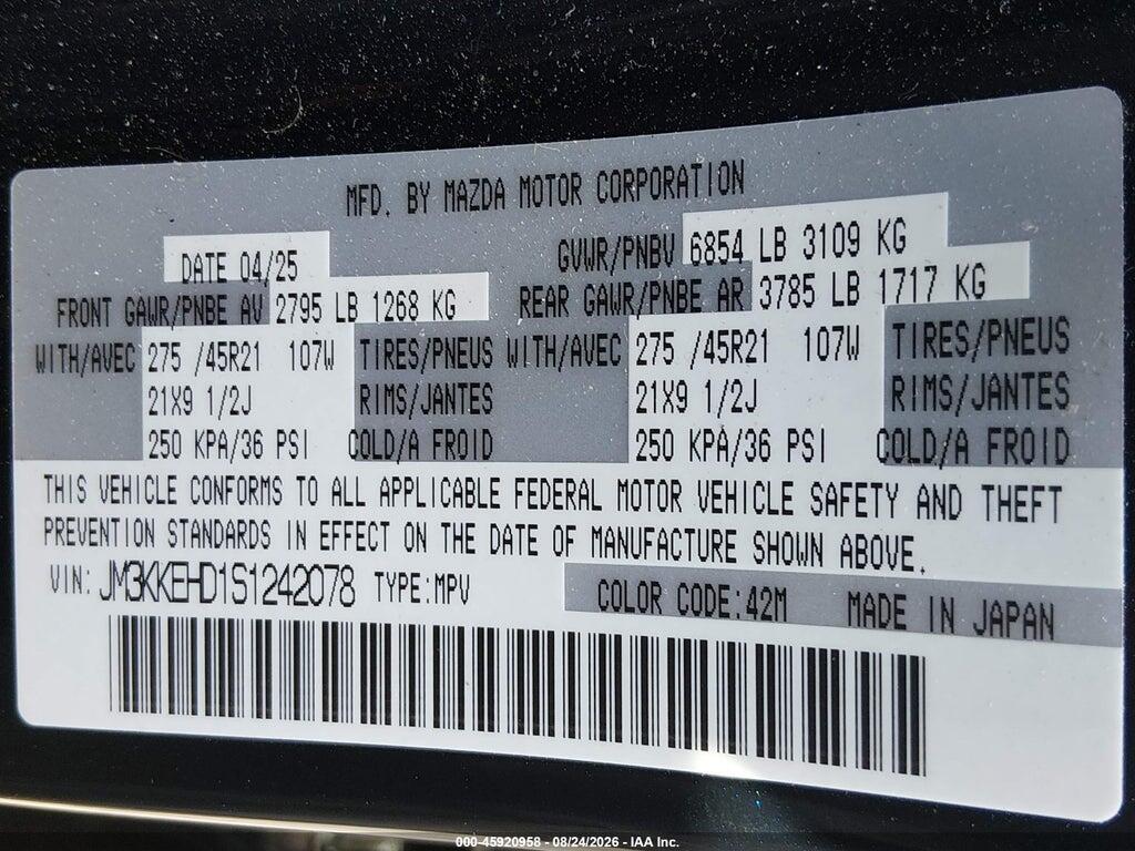 JM3KKEHD1S1242078 2025 MAZDA CX-90 photo no. 9
