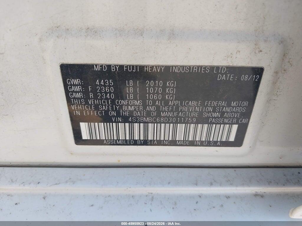 4S3BMBC68D3011759 2013 SUBARU LEGACY photo no. 9