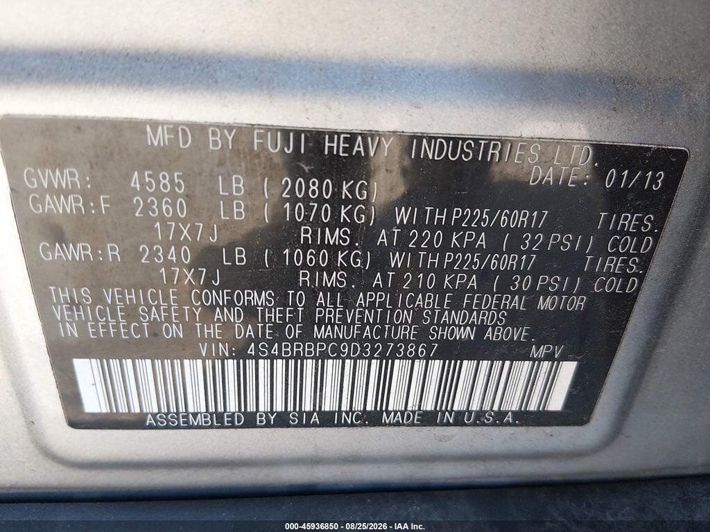 4S4BRBPC9D3273867 2013 SUBARU OUTBACK photo no. 9