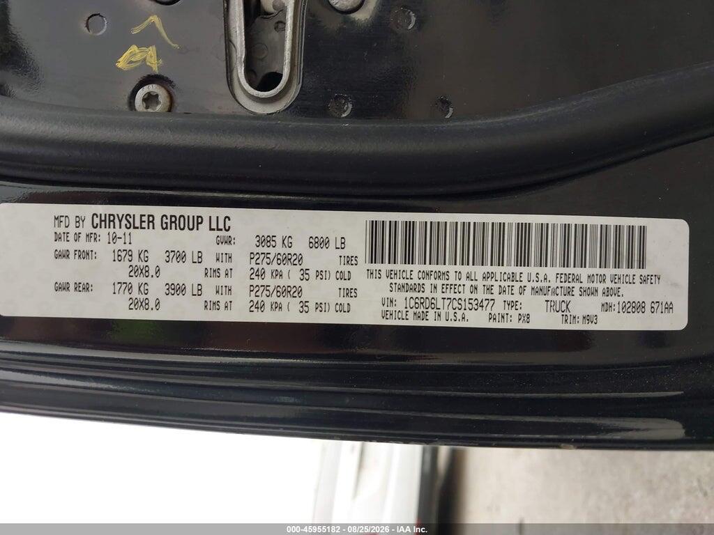 1C6RD6LT7CS153477 2012 RAM 1500 photo no. 9