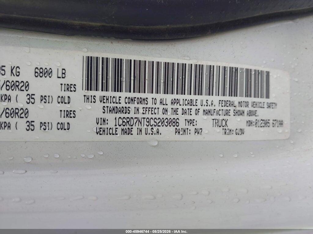 1C6RD7NT9CS203086 2012 RAM 1500 photo no. 9