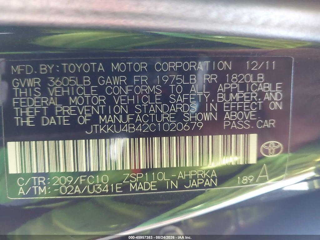 JTKKU4B42C1020679 2012 SCION XD photo no. 9