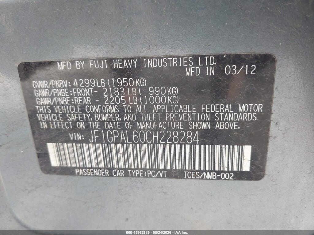 JF1GPAL60CH228284 2012 SUBARU IMPREZA photo no. 9