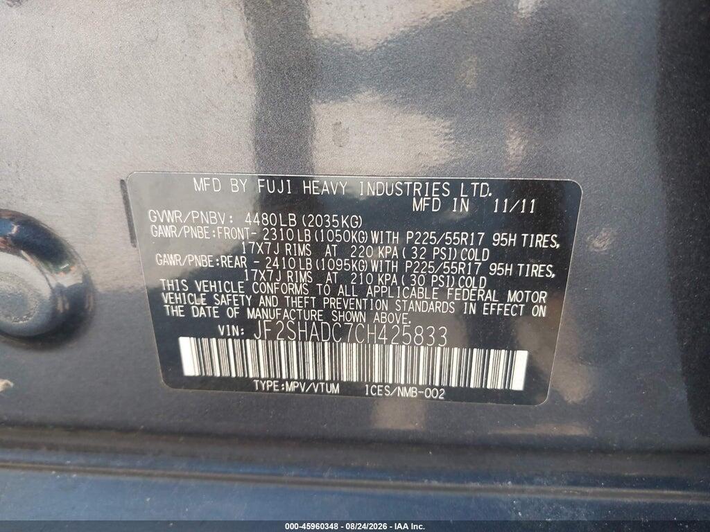 JF2SHADC7CH425833 2012 SUBARU FORESTER photo no. 9