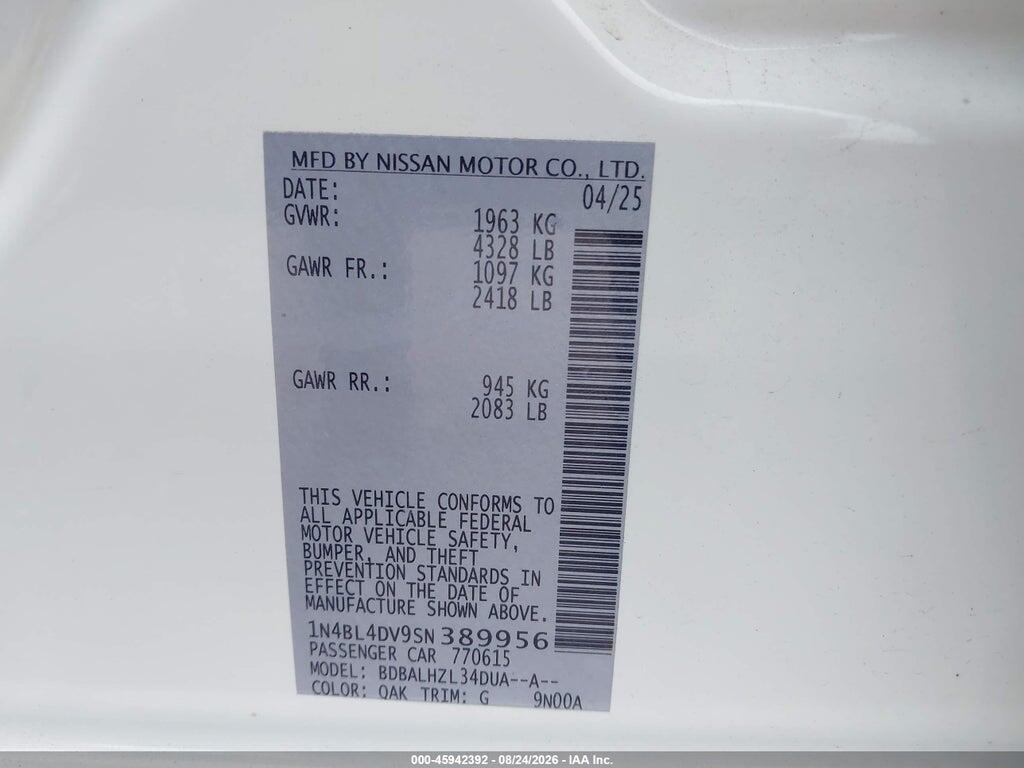 1N4BL4DV9SN389956 2025 NISSAN ALTIMA photo no. 9