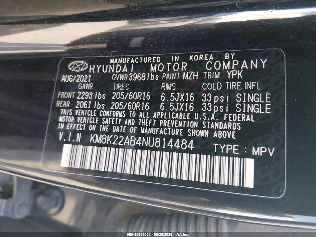 KM8K22AB4NU814484 2022 HYUNDAI KONA photo no. 9