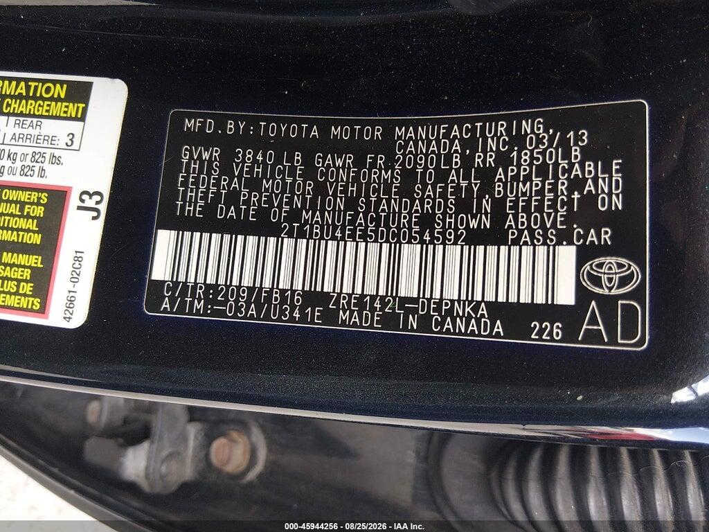 2T1BU4EE5DC054592 2013 TOYOTA COROLLA photo no. 9
