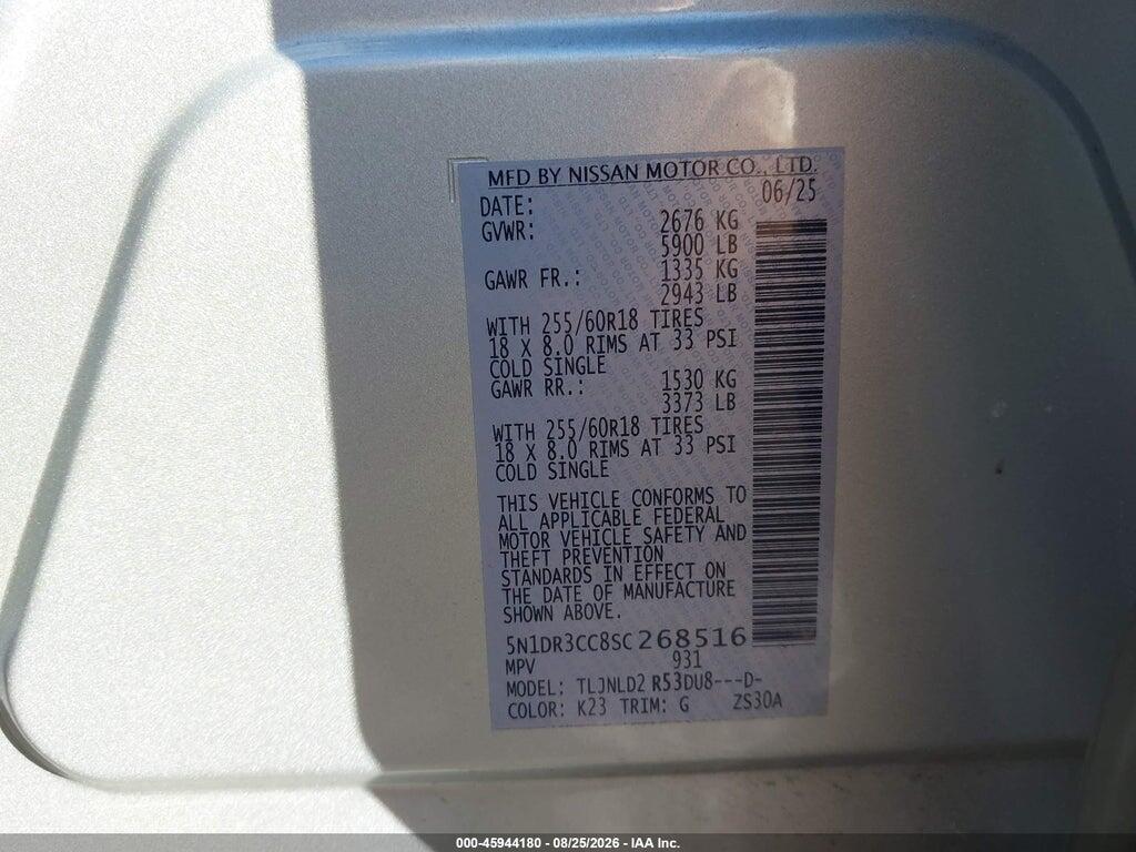 5N1DR3CC8SC268516 2025 NISSAN PATHFINDER photo no. 9