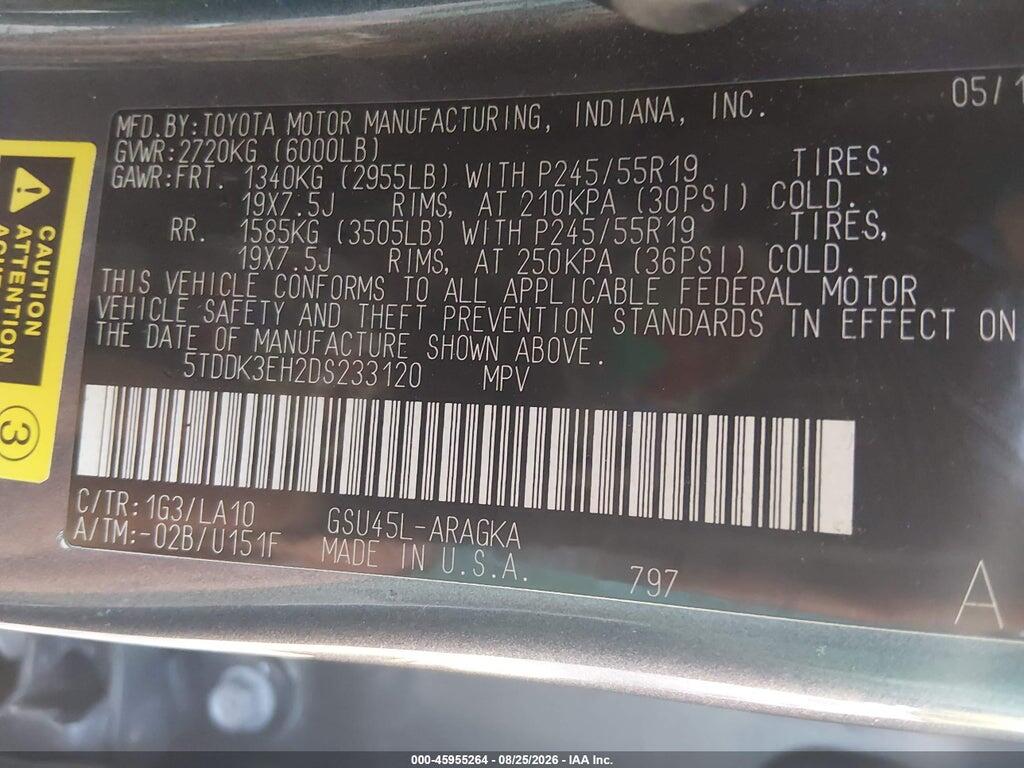 5TDDK3EH2DS233120 2013 TOYOTA HIGHLANDER photo no. 9