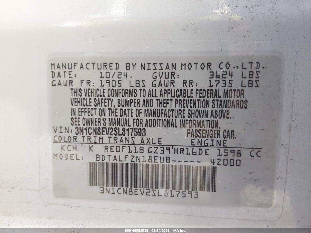 3N1CN8EV2SL817593 2025 NISSAN VERSA photo no. 9