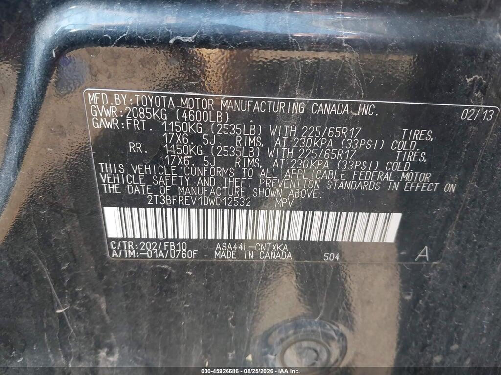 2T3BFREV1DW012532 2013 TOYOTA RAV4 photo no. 9