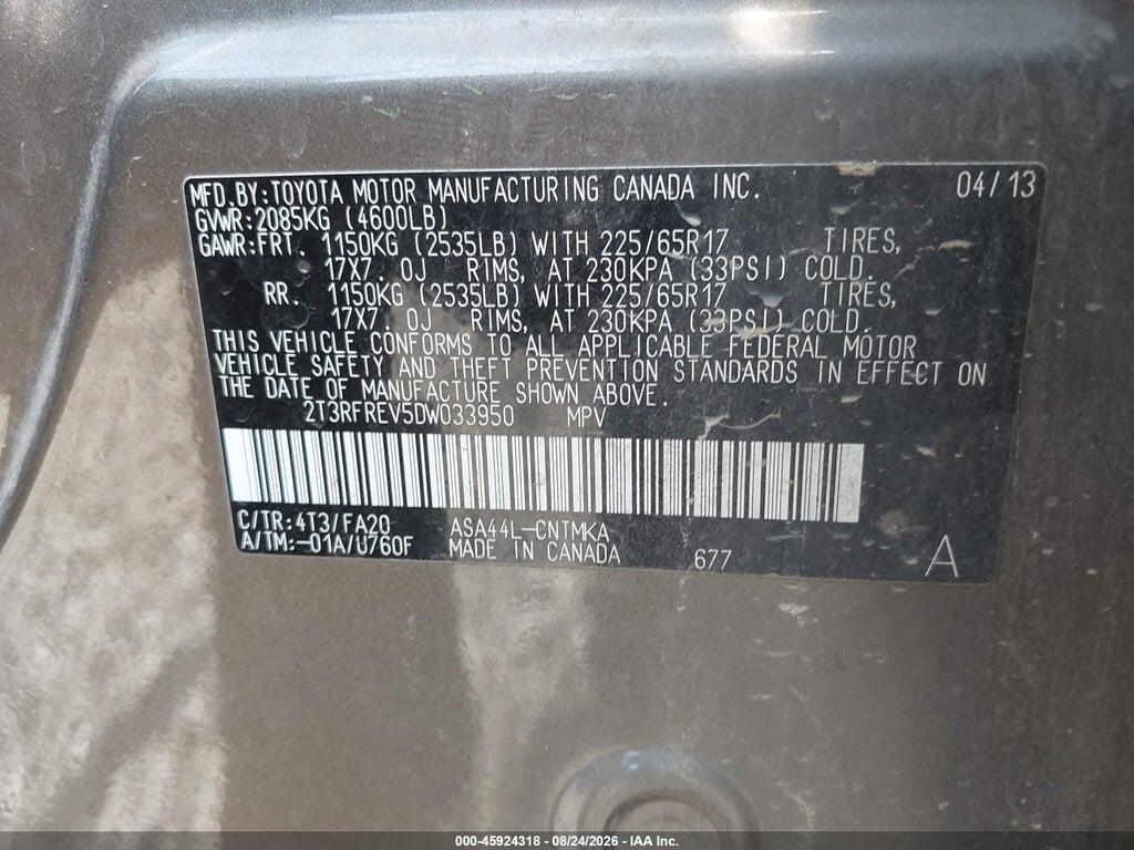 2T3RFREV5DW033950 2013 TOYOTA RAV4 photo no. 9