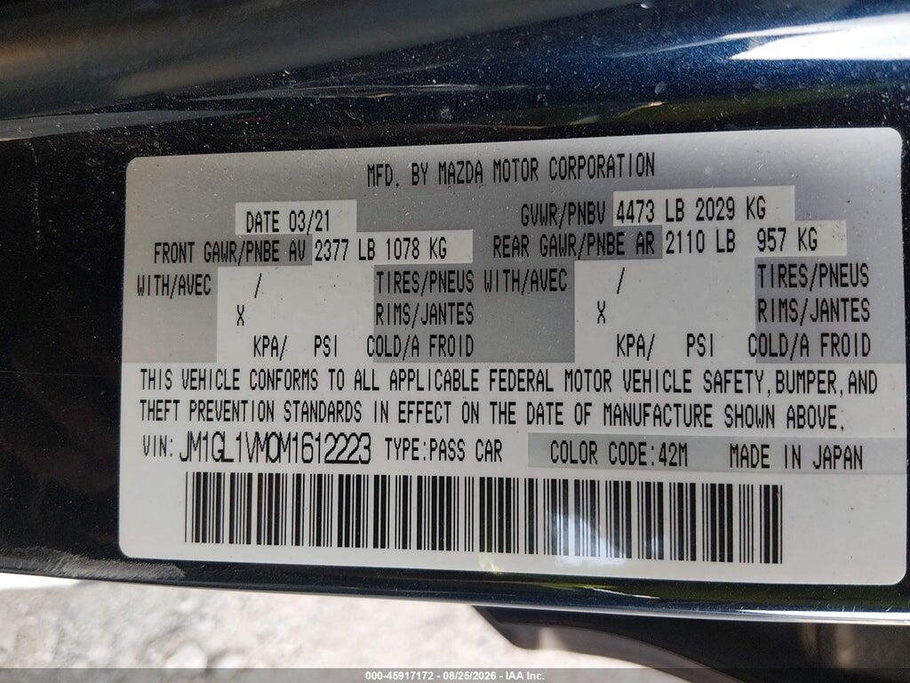 JM1GL1VM0M1612223 2021 MAZDA MAZDA6 photo no. 9