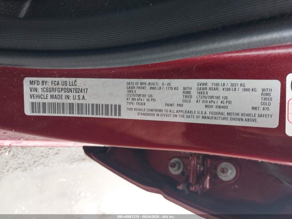 1C6SRFGP0SN702417 2025 RAM 1500 photo no. 9