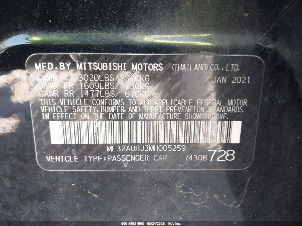 ML32AUHJ3MH005259 2021 MITSUBISHI MIRAGE photo no. 9