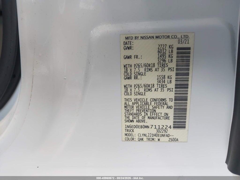1N6ED0EB0MN711224 2021 NISSAN FRONTIER photo no. 9