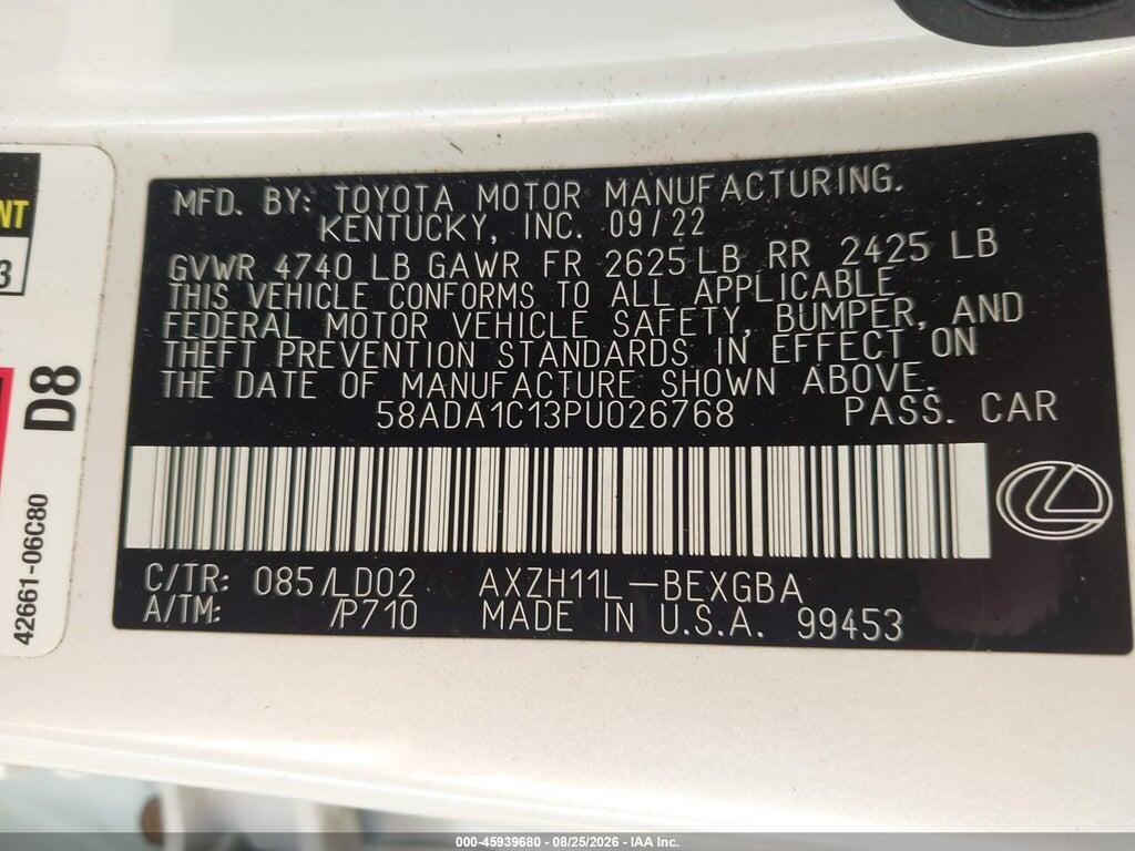 58ADA1C13PU026768 2023 LEXUS ES 300H photo no. 9