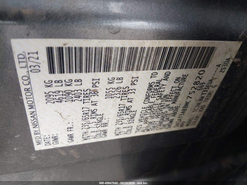 5N1AT3AB8MC752820 2021 NISSAN ROGUE photo no. 9