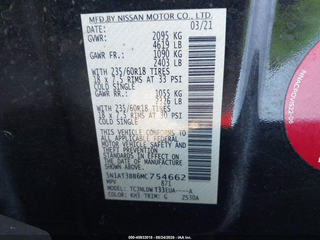 5N1AT3BB6MC754662 2021 NISSAN ROGUE photo no. 9