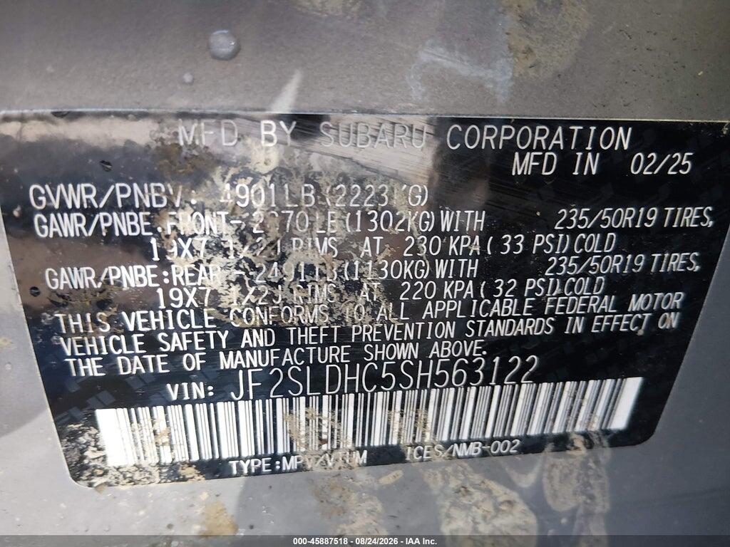 JF2SLDHC5SH563122 2025 SUBARU FORESTER photo no. 9