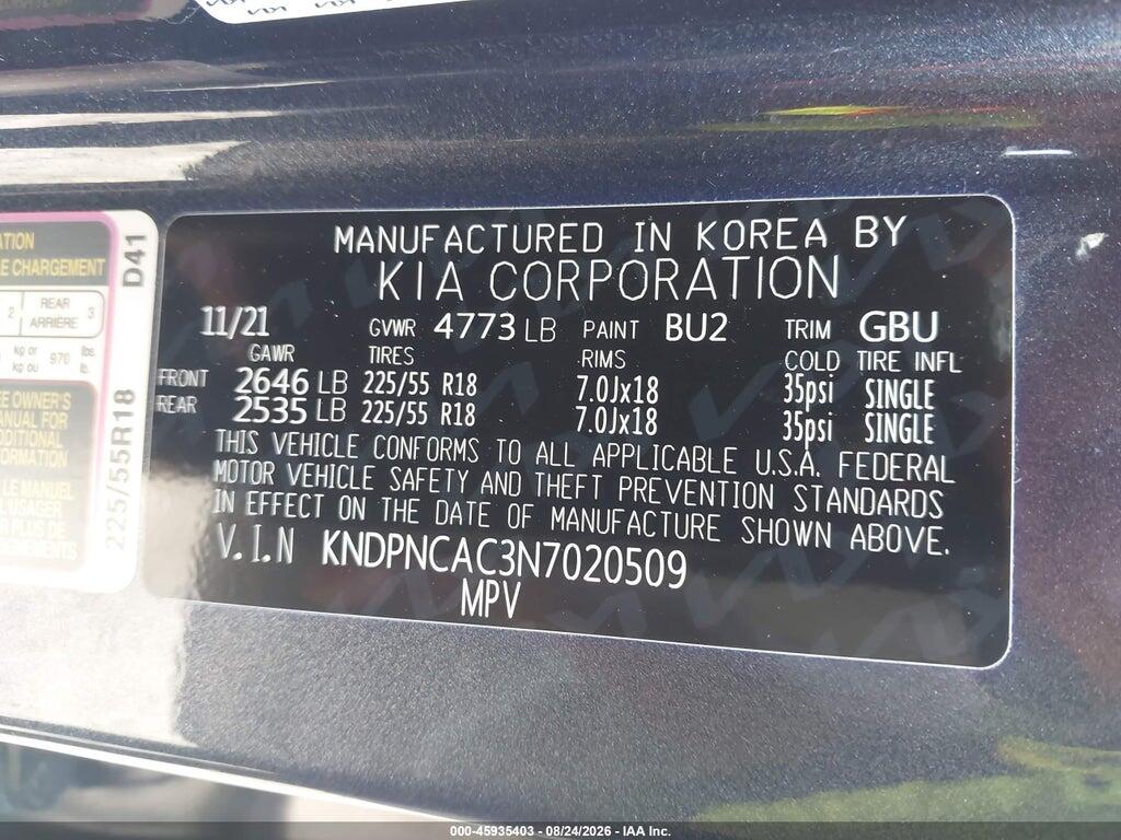 KNDPNCAC3N7020509 2022 KIA SPORTAGE photo no. 9