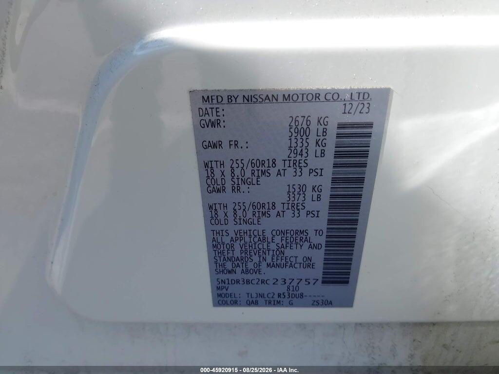 5N1DR3BC2RC237757 2024 NISSAN PATHFINDER photo no. 9