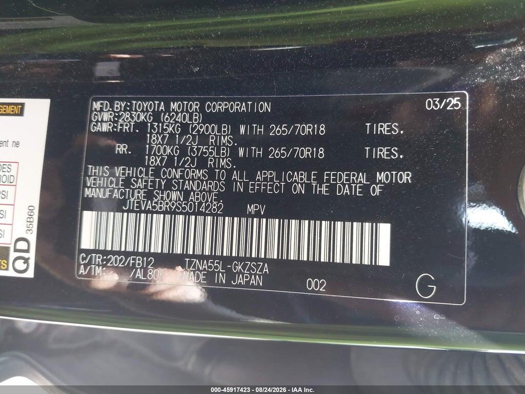 JTEVA5BR9S5014282 2025 TOYOTA 4RUNNER photo no. 9