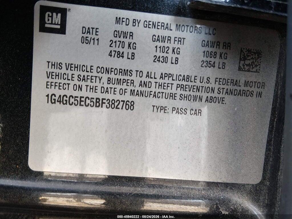 1G4GC5EC5BF382768 2011 BUICK LACROSSE photo no. 9
