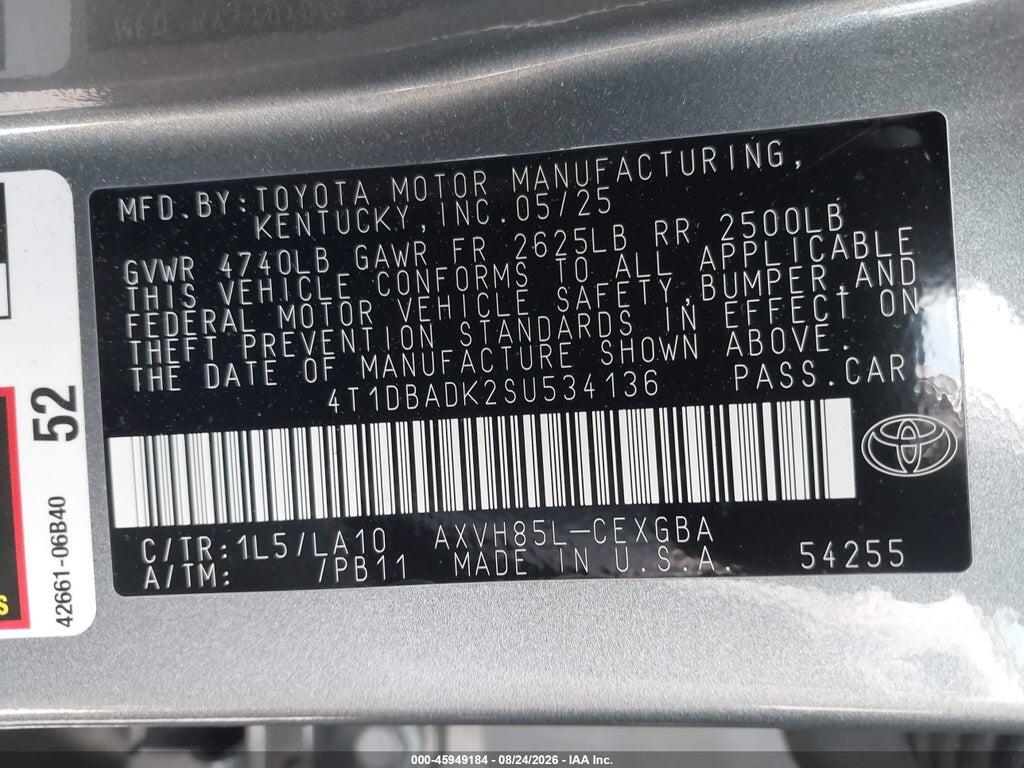 4T1DBADK2SU534136 2025 TOYOTA CAMRY photo no. 9