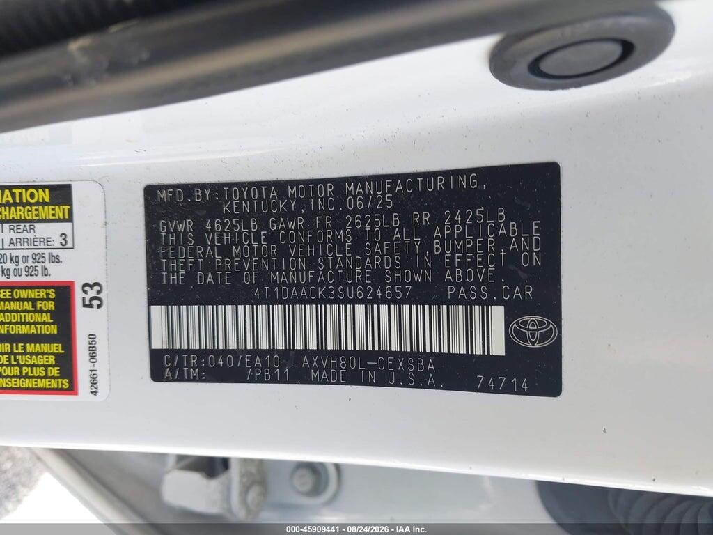4T1DAACK3SU624657 2025 TOYOTA CAMRY photo no. 9