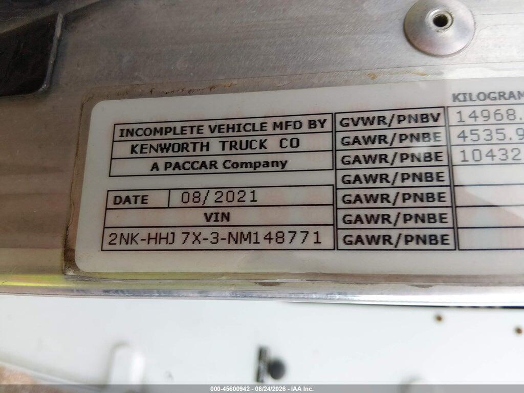 2NKHHJ7X3NM148771 2022 KENWORTH T3 SERIES photo no. 8