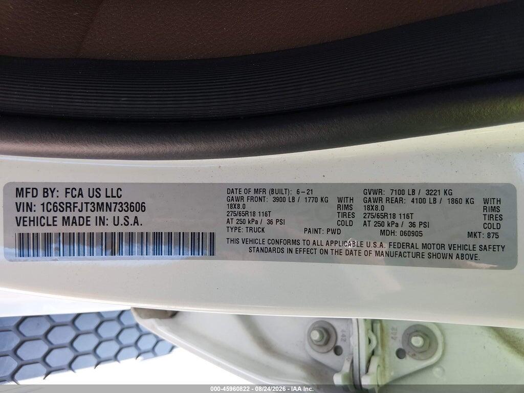 1C6SRFJT3MN733606 2021 RAM 1500 photo no. 9