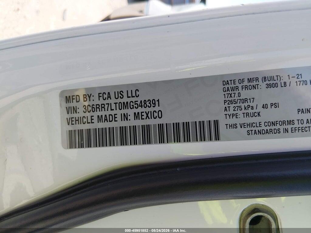 3C6RR7LT0MG548391 2021 RAM 1500 CLASSIC photo no. 9