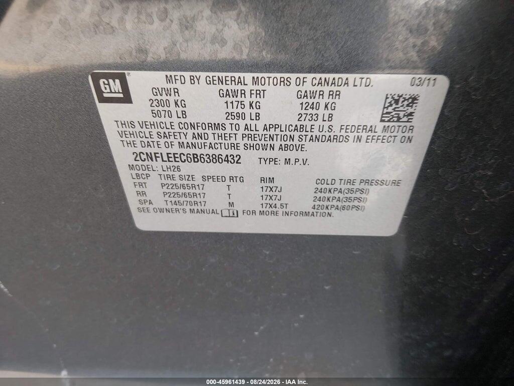 2CNFLEEC6B6386432 2011 CHEVROLET EQUINOX photo no. 9